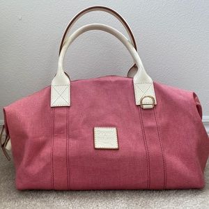 *SOLD* Dooney and Bourke Coated Canvas Duffle Shoulder Bag in Pink